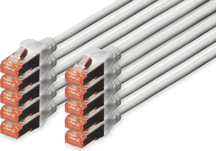 Produktbild Digitus CAT 6 S-FTP Patchkabel Cu LSZH AWG 27/7 Lange 0,5 m 10 Stuck Farbe Grau (S/FTP, CAT6, 0.50 m)