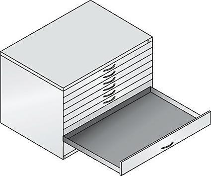 Actual product image C+P Drawing cabinet, A1, 8 drawers, height 760 mm, black grey / white aluminium.