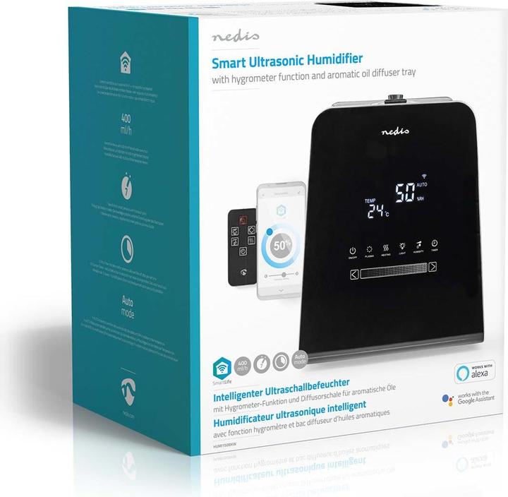 Immagine prodotto Nedis Umidificatore SmartLife | 30 W | Con nebbia fredda e calda | 5,5 l | Igrometro | Timer | F