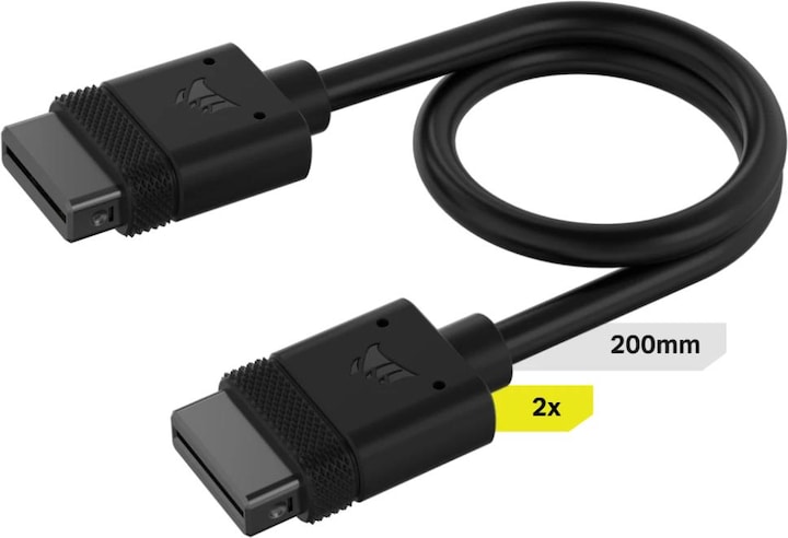 Corsair iCUE LINK Cable, 2x 200mm with Straight connectors, Black