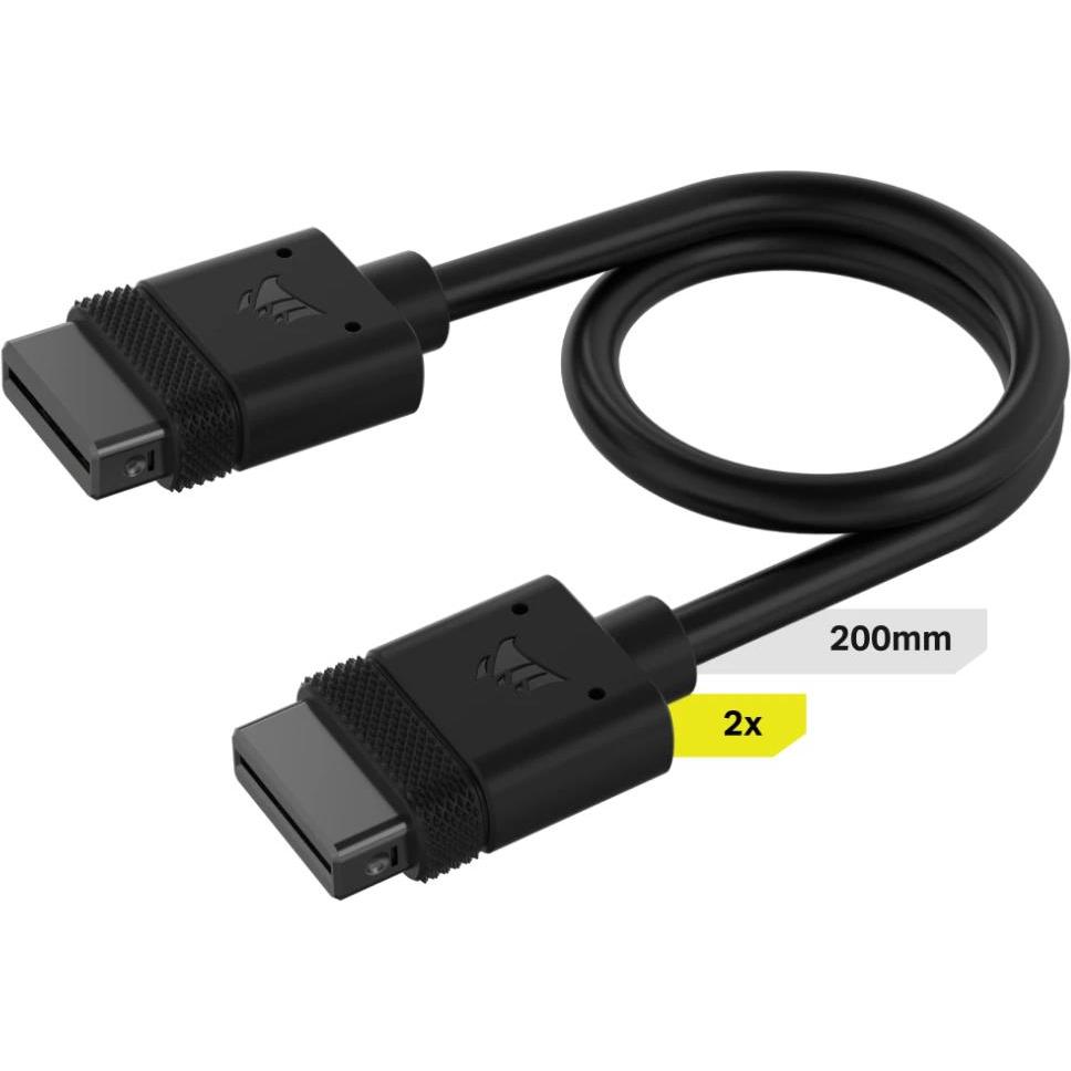 Corsair iCUE LINK Cable, 2x 200mm with Straight connectors, Black (Schwarz), Modding Beleuchtung