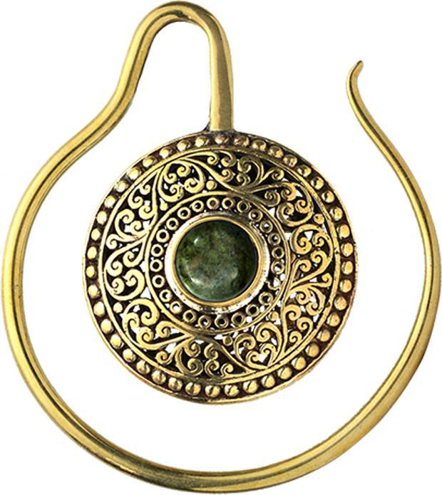 Immagine prodotto Star Piercing Ohrgewicht Ring vergoldet Medallion mit Jade Stein (Ottone, Mnerale)