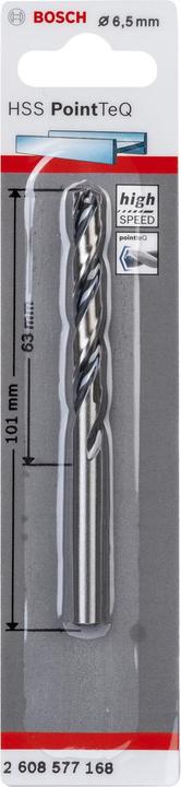 Produktbild Bosch Professional Zubehör Metallspiralbohrer HSS PointTeQ, DIN 338, 6,5 mm, 1er-Pack (6.5 Millimeter)