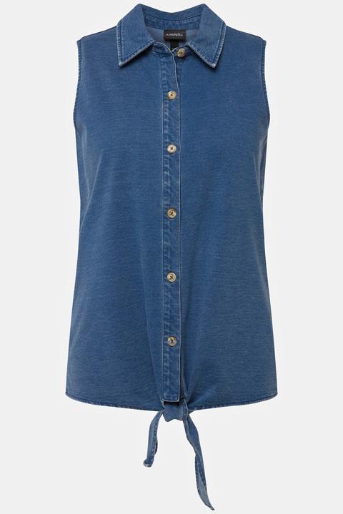 Actual product image Ulla Popken Sleeveless Denim-Look Button Down (46, 48)
