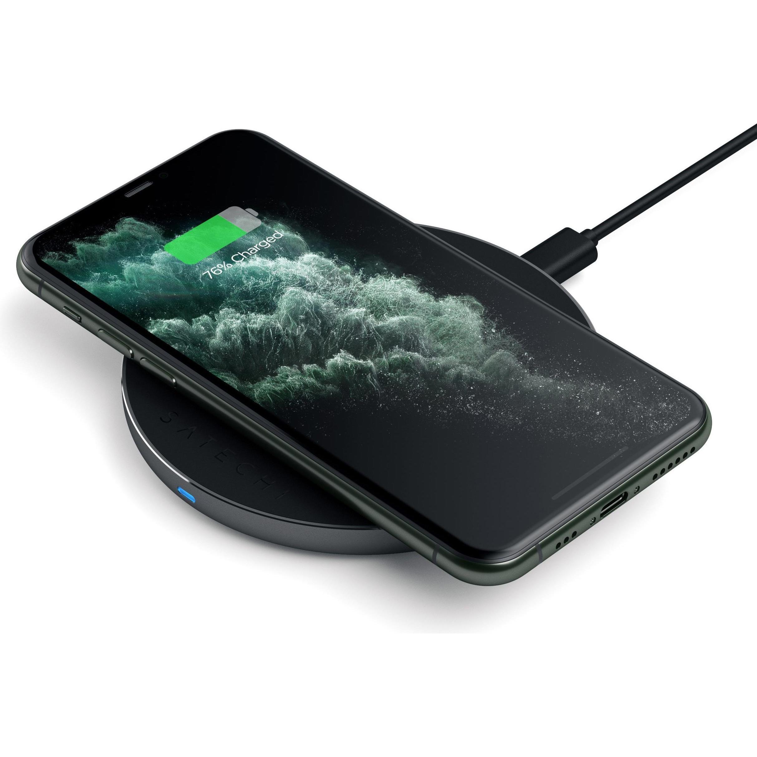 Thumbnail - Satechi Aluminum PD & QC Wireless Charger (10 W), Wireless Charger, Schwarz, Grau