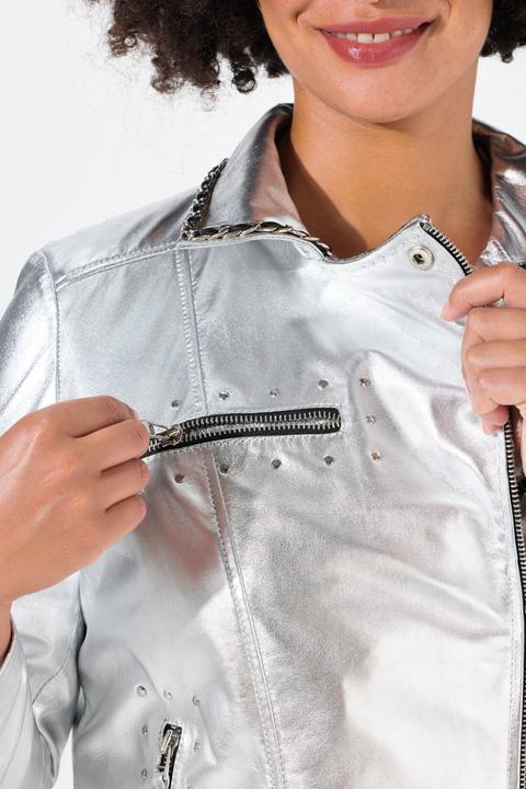 Immagine prodotto Angel of Style Leder-Bikerjacke, echtes Leder, Beschichtung, Rücken-Print (44)