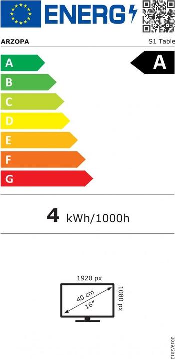 Label énergétique Arzopa Moniteur portable S1 TABLE 15,6 (1920 x 1080 pixels, 15.60")