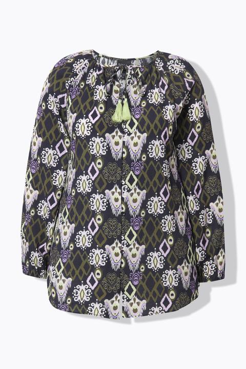 Actual product image Ulla Popken Ikat-Inspired Long Sleeve Button Down Blouse (46, 48)