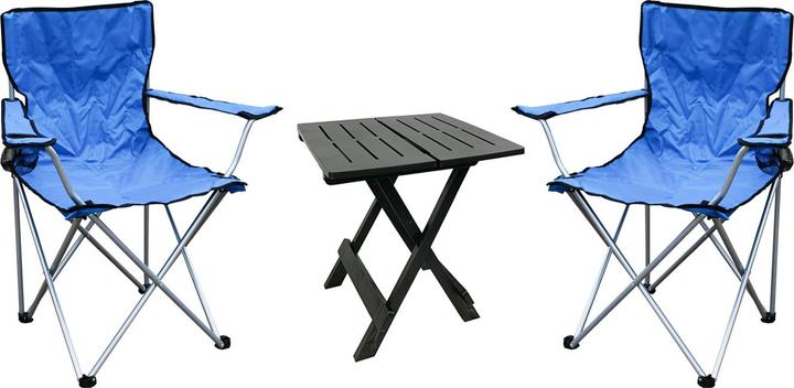 Produktbild Mojawo 3tlg Camping Set Campingmöbel Klapptisch Anglerstuhl Campingstuhl blau