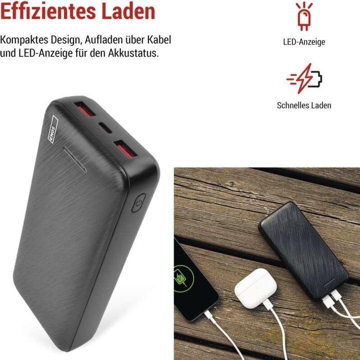 Actual product image Emos Powerbank AlphaQ3, 20 000 mAh, 22,5 W, schwarz (20000 mAh, 22.50 W, 74 Wh)