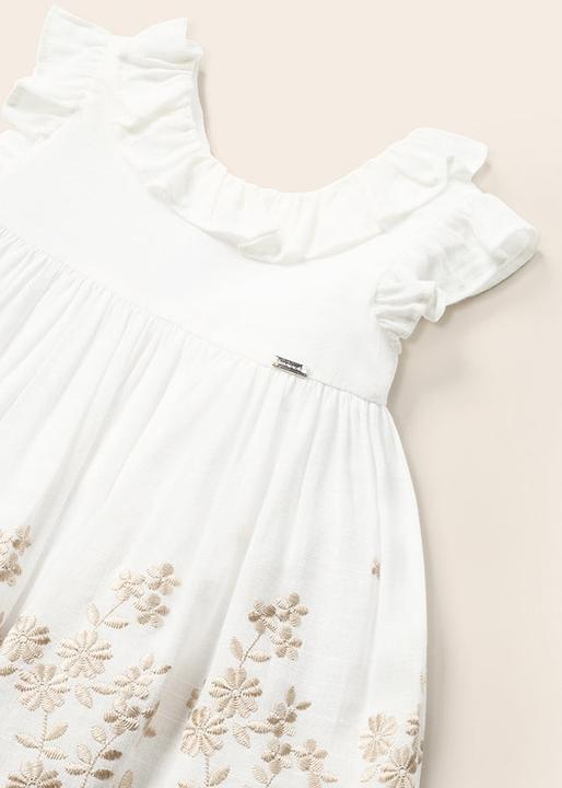 MAYORAL Kleid mit Blumen bestickt und Leinen (74)