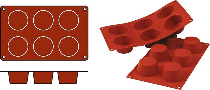 Produktbild Silikomart Muffinform 6er, Silikon, Länge: 300 mm, Breite: 175 mm, ø: 69 mm