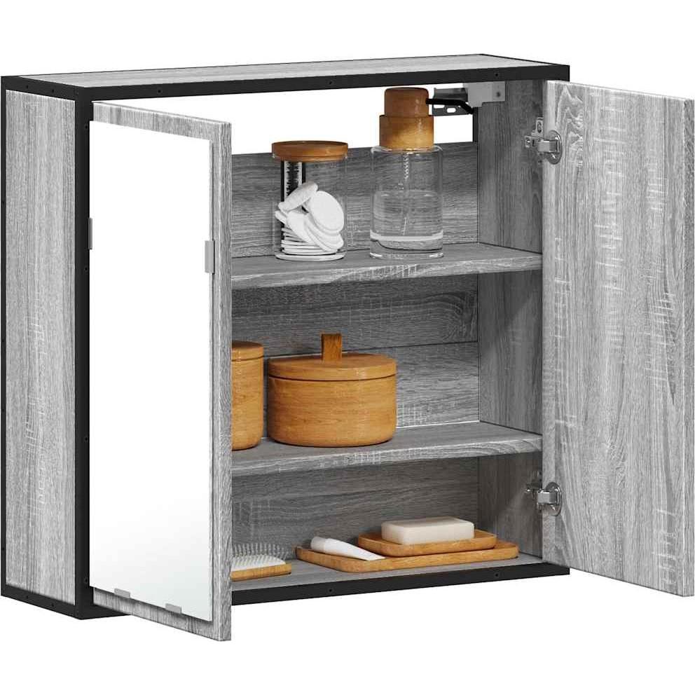 Thumbnail - VidaXL, Spiegelschrank, Bad-Spiegelschrank Grau Sonoma 65x20x60 cm Holzwerkstoff (65 x 20 x 60 cm)