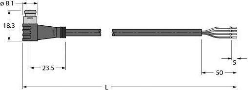 Actual product image Turck Actuator and sensor cable PUR connection cable PSW4S-10/TXL (10 m)
