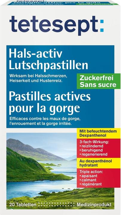 Produktbild Tetesept Hals-activ Lutschpastillen zuckerfrei 20 Stück (20 Stück)