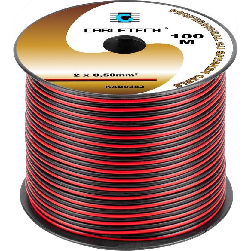 Cabletech Lautsprecherkabel 0,5 mm 100 m (0.12 m, 1 mm²), Lautsprecherkabel, Schwarz