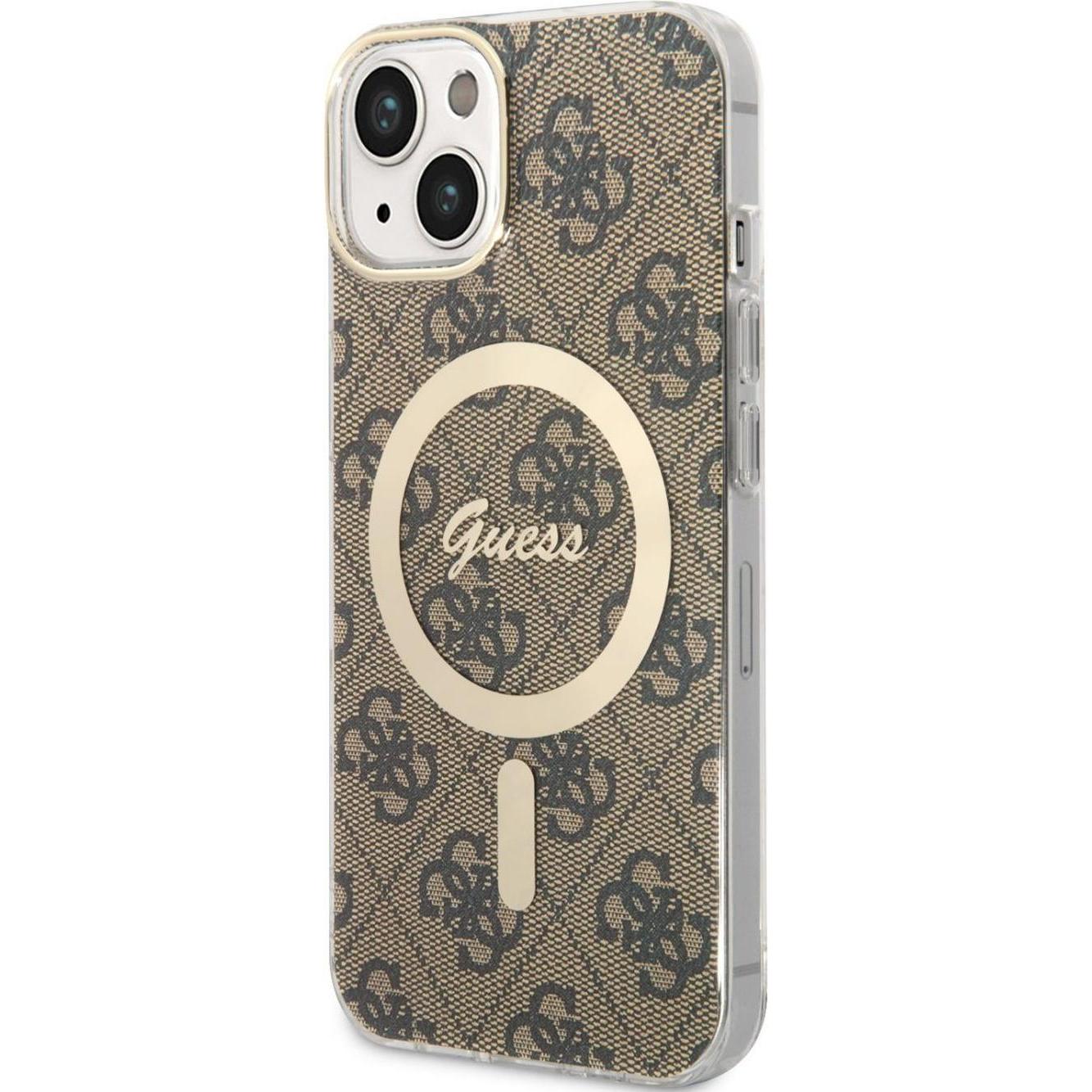 Guess GUHMP14SH4STW iPhone 14 6.1" br?zowy/brown hardcase 4G MagSafe (Apple iPhone 14), Smartphone Hülle, Braun