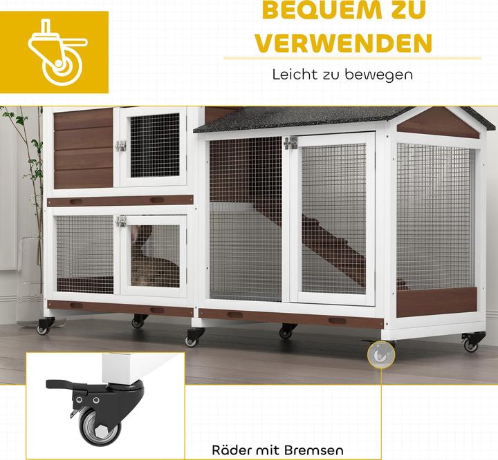 Actual product image PawHut Kaninchenstall Tannenholz, Stahl Braun