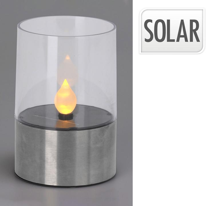 Produktbild H & S Collection Solar-Kerzenleuchte mit Edelstahl-Sockel, Ø 7,5 cm, 2er-Set (IP44)