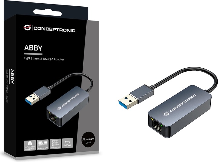 Produktbild Conceptronic Adapter USB3.0-> 10/100/1000/2500 (USB, RJ45 2.5 Gigabit Ethernet (1x))