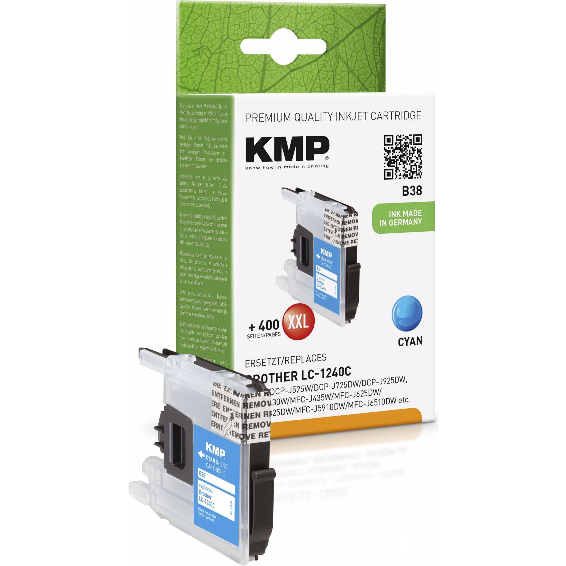 KMP, Druckerpatrone, B38 Tintenpatrone kompatibel mit Brother LC-1240 C (C)
