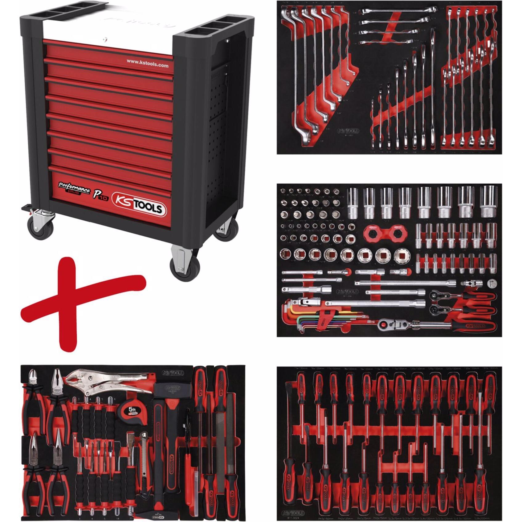 KS Tools, Werkzeugwagen + Montagewagen, Performanceplus Werkstattwagen-Satz P10 (180 x)