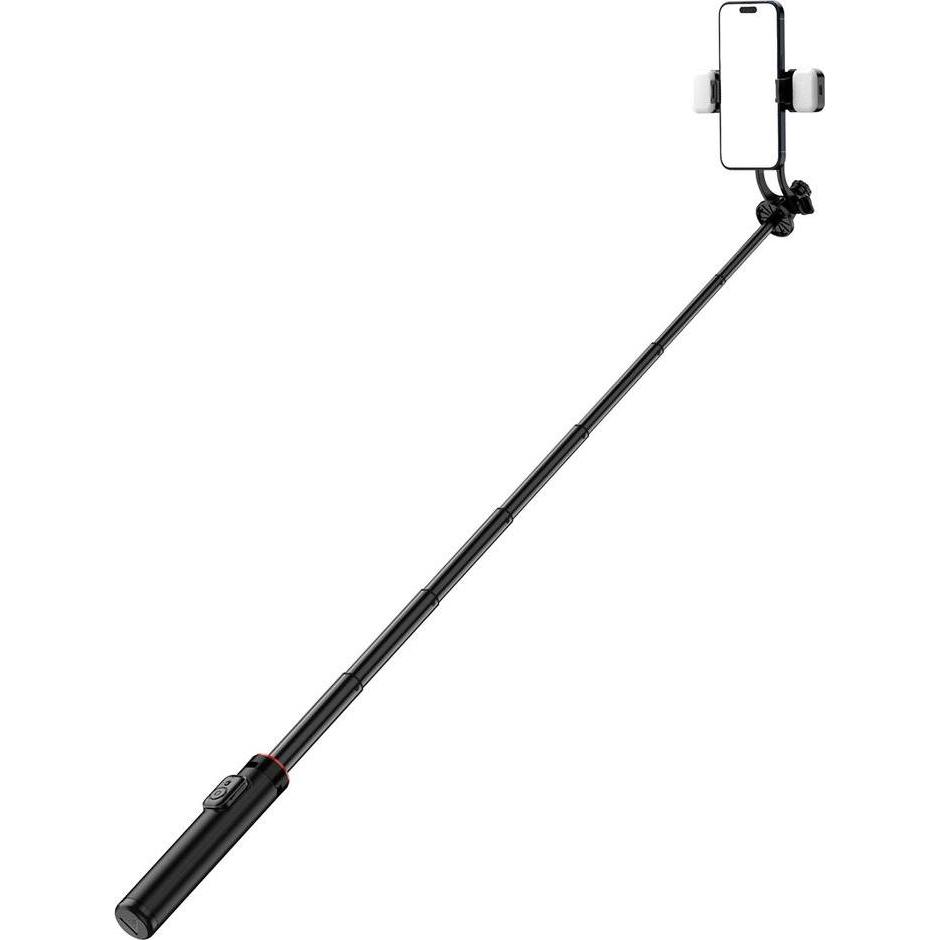 Hurtel Selfie stick WC12YDS 1.3m aluminum alloy telescopic tripod with dual lamp and phone holder - black, Selfie Stick,...