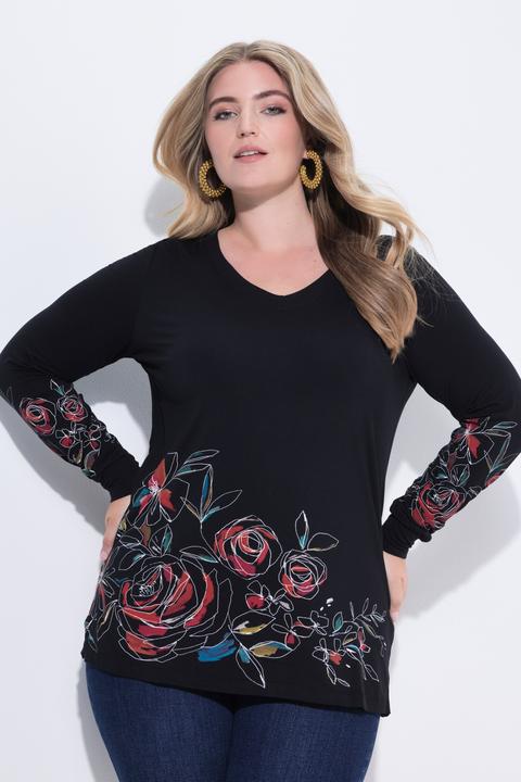 Actual product image Miamoda T-Shirt, Classic Fit, Blumenmotive, Langarm (58)