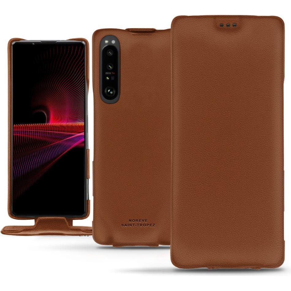 Noreve Lederschutzhülle vertikal (Sony Xperia 1 III), Smartphone Hülle, Braun