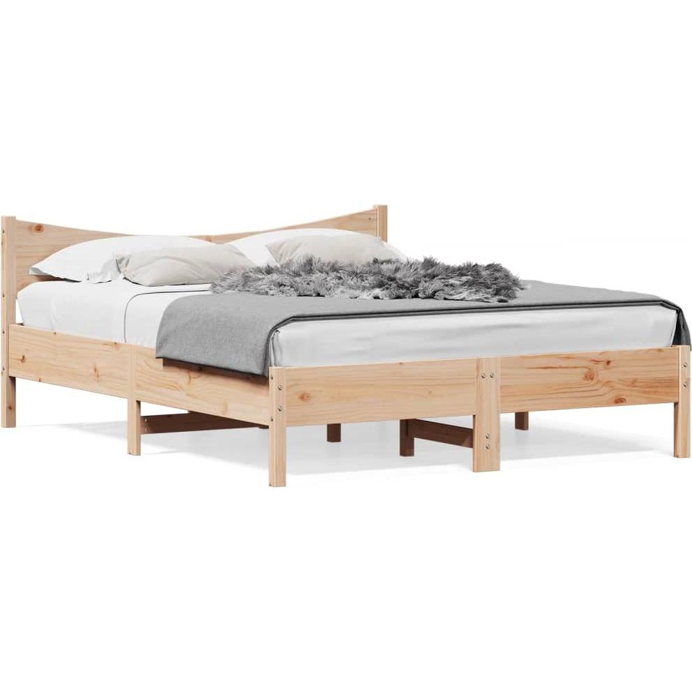 VidaXL, Bett, Bett mit Kopfteil Kiefer (160 x 200 cm)