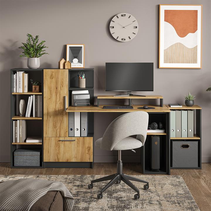 Produktbild Vicco Schreibtisch Tomy, Anthrazit/Goldkraft Eiche, 150 x 59 cm 5er Set (59 x 150 x 120 cm)