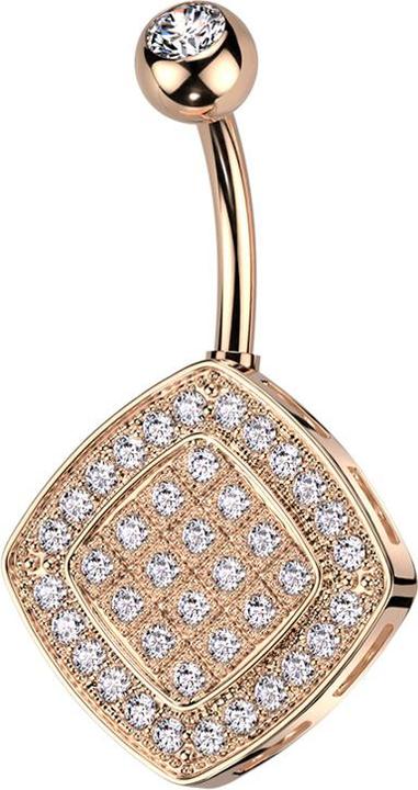 Immagine prodotto Star Piercing Banana oro rosa con cristallo a sfera argento e cristalli a rombo argento (Ottone, Acciaio chirurgico 316L)