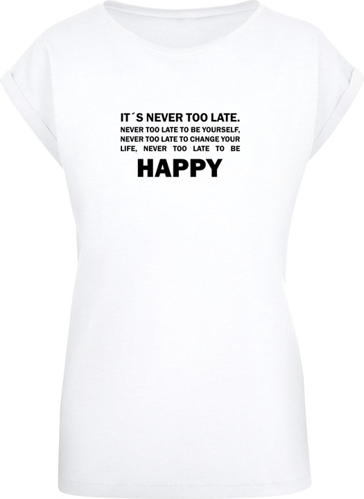 Actual product image Merchcode Ladies Never Too Late Extended Shoulder Tee - 111665 (XS)