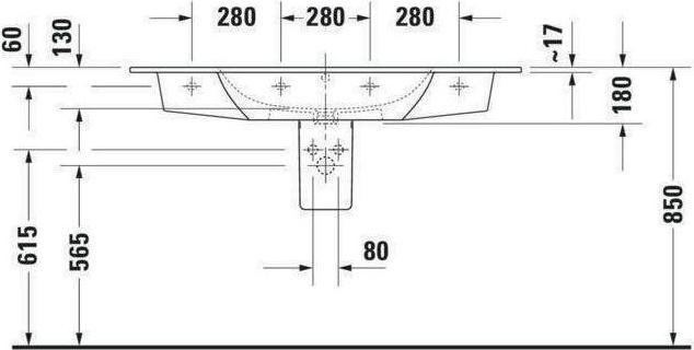 Produktbild Duravit Möbelwaschtisch ME by Starck m ÜL m HLB 1230x490mm ohne Hahnloch weiss (490 mm, 1230 mm)