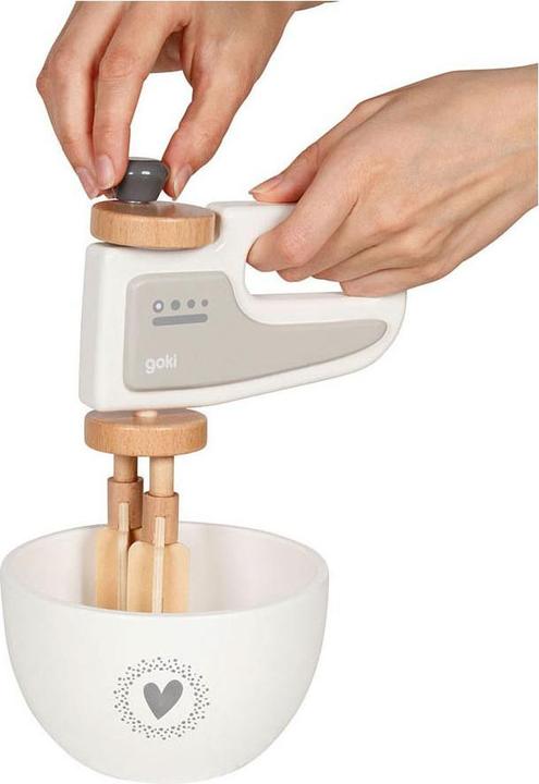 Actual product image Goki Hand mixer with mixing bowl made of wood