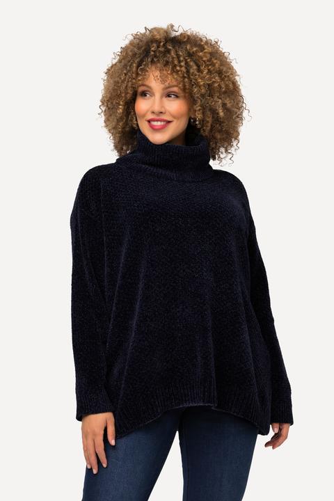 Image du produit Ulla Popken Pull oversize en maille chenille, col montant et manches longues (50, 52)