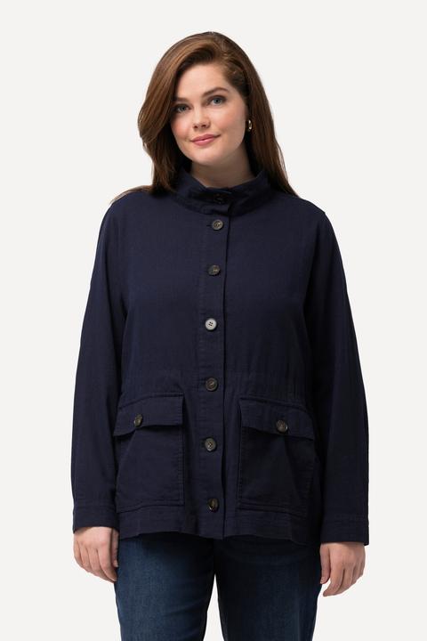 Produktbild Ulla Popken Jacke, Leinenmix, Tunnelzug, Stehkragen, Langarm (46, 48)