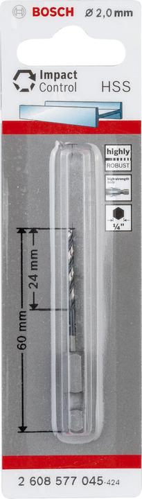 Actual product image Bosch Professional Zubehör HSS twist drill with hexagonal shank 2.0 mm (2.0 millimetre)