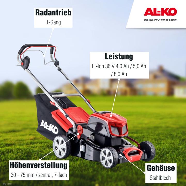 Actual product image AL-KO 36 V Battery Lawnmower 42.9 Li SP (Rechargeable battery operated)