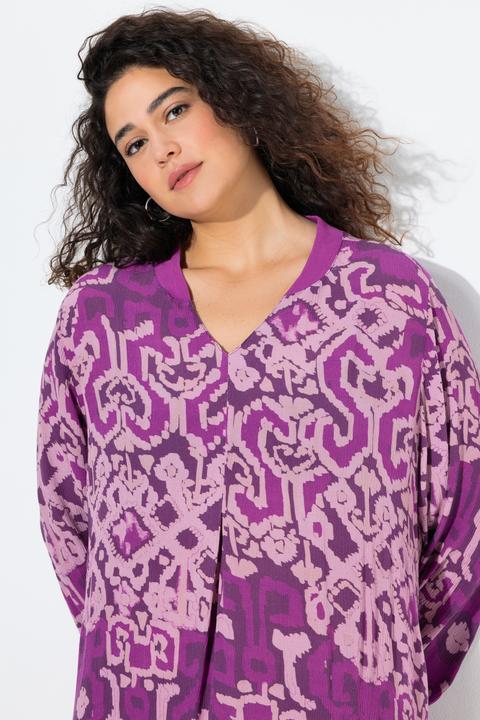 Immagine prodotto Ulla Popken Abito dal taglio svasato con pieghe decorative, collo alto e maniche lunghe e svasate (50, 52)