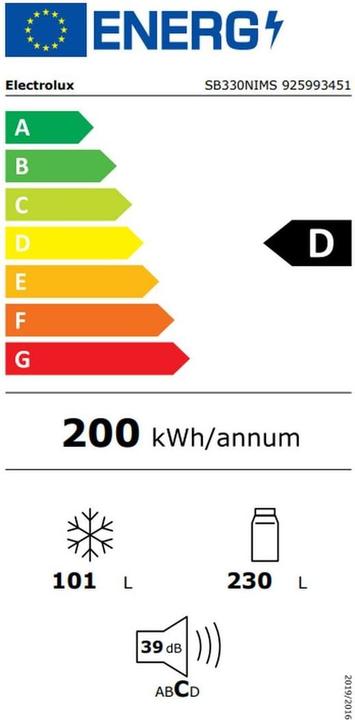 Energie-Label Electrolux SB330NIMS (328 l)