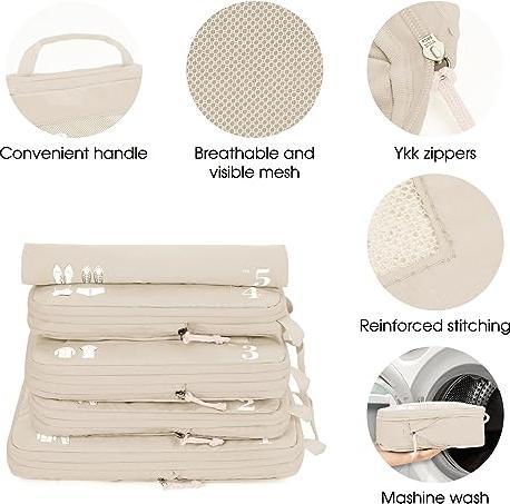 Actual product image Only-Bags.Store 5-piece compression case organiser set for rucksack compression packing cubes Packing cubes