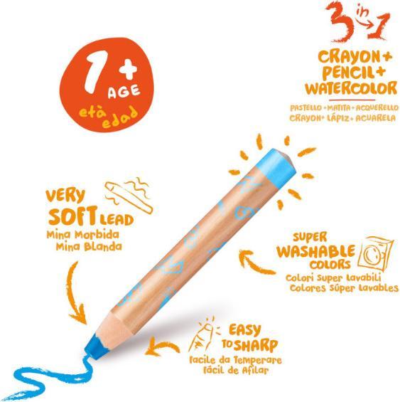 Immagine prodotto Carioca Pastello Baby 3 in 1 (Multicolore, 6 x)