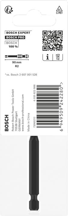 Nutritional values and ingredients Bosch Professional Zubehör PRO Robertson Impact Bit, R2, 90 mm (R 2)