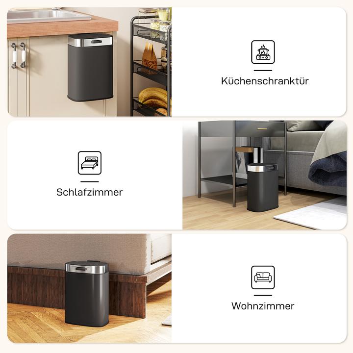 Produktbild Homcom Mülleimer Edelstahl, Kunststoff Schwarz (5 l)