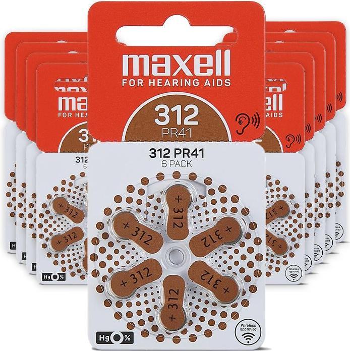 Image du produit Maxell 312 (PR41) - 60 Piles pour appareils auditifs (60 pcs, A312, 165 mAh)