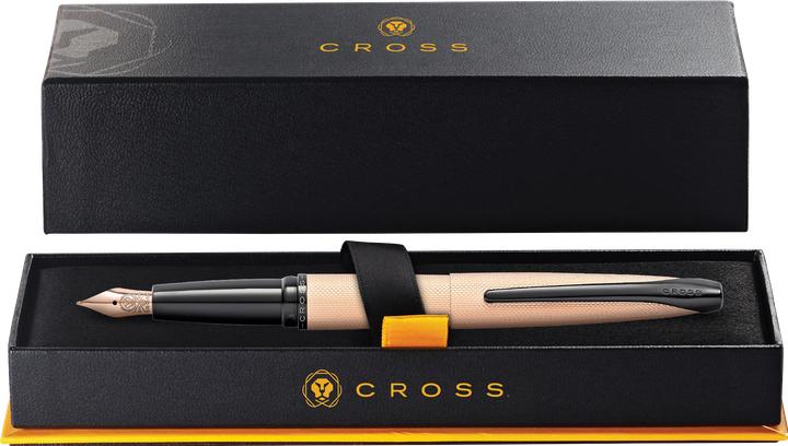 Actual product image Cross Fountain Pen ATX Rose Gold with etched diamond pattern, Fine Nib (Rose gold, 1 x)