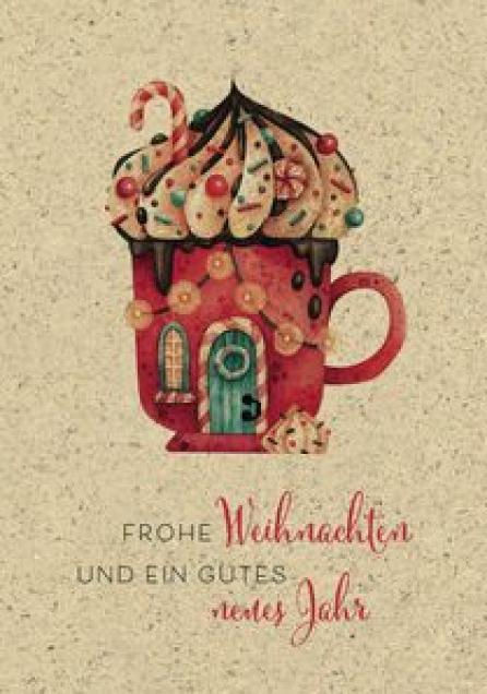 Produktbild Weihnachtskarte Weihnachtstassse - Karte aus Graspapier