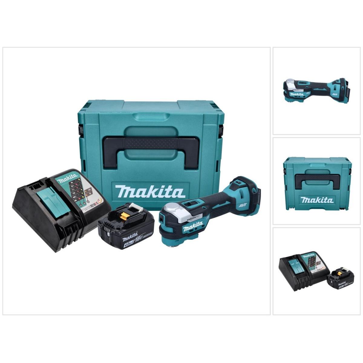 Makita, Multifunktionswerkzeug, DTM 52 RM1J Akku Multifunktionswerkzeug 18 V Starlock Max Brushless + 1x Akku 4,0 Ah + L...