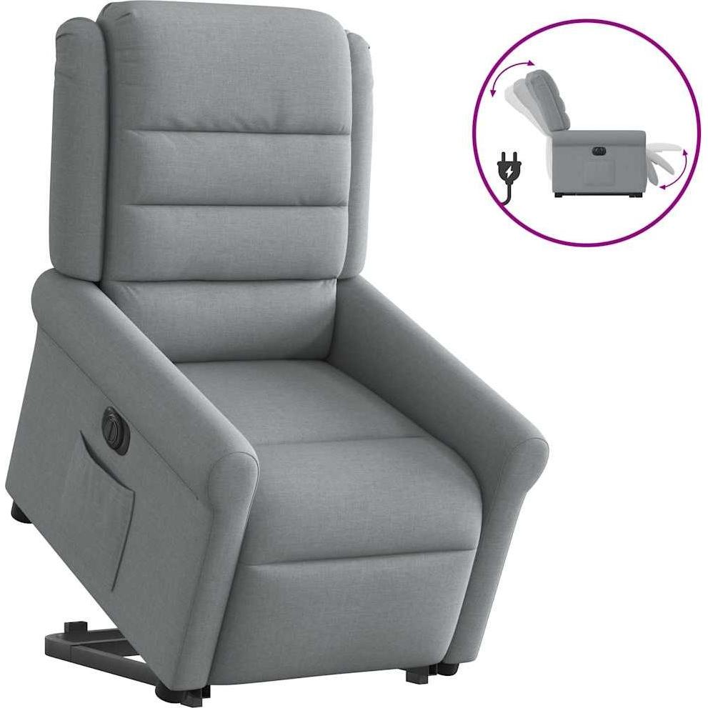 VidaXL, Sessel, Relaxsessel mit Aufstehhilfe Elektrisch Hellgrau Stoff